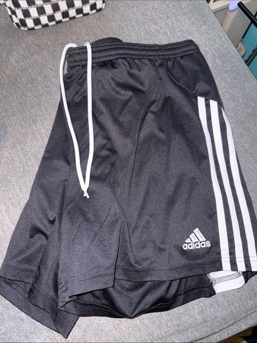 adidas Black Athletic Shorts with White Stripes